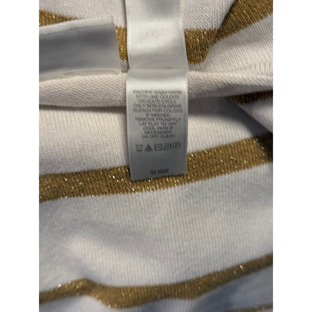 Liz Claiborne Liz & Co White Gold Metallic Stripe Knit Top Women's Large - Picture 5 of 5